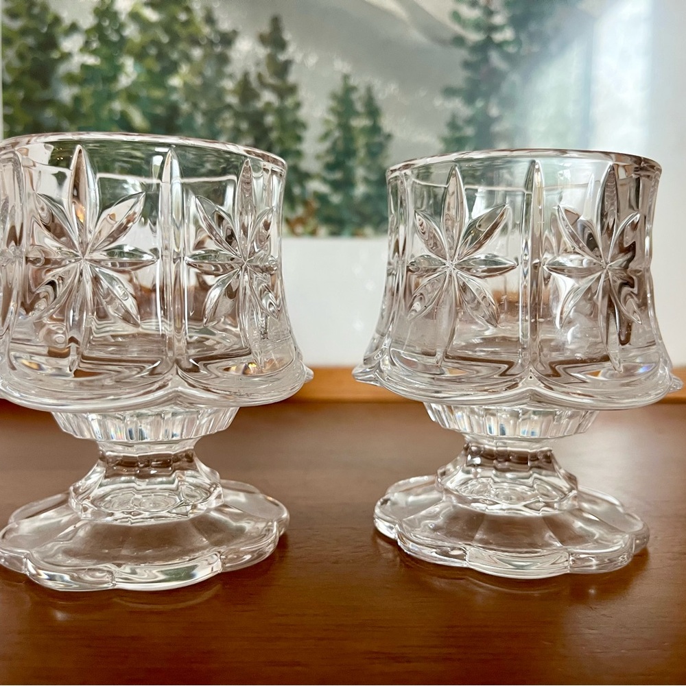 Vintage Anchor Hocking Glass Pedestal Candle Holder (Pair)